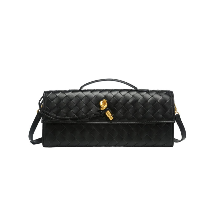 Bolso Baguette Trenzado con Broche de Nudo – Heda Bags