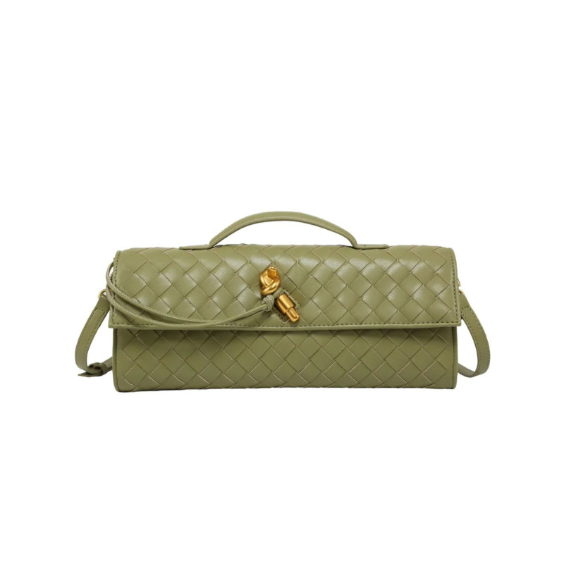 Bolso Baguette Trenzado con Broche de Nudo – Heda Bags