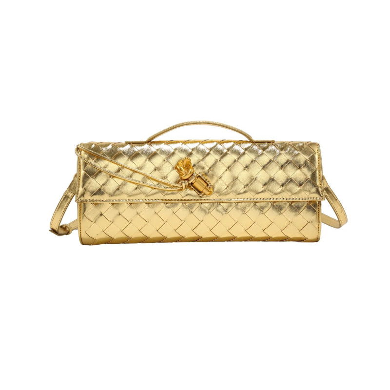 Bolso Baguette Trenzado con Broche de Nudo – Heda Bags