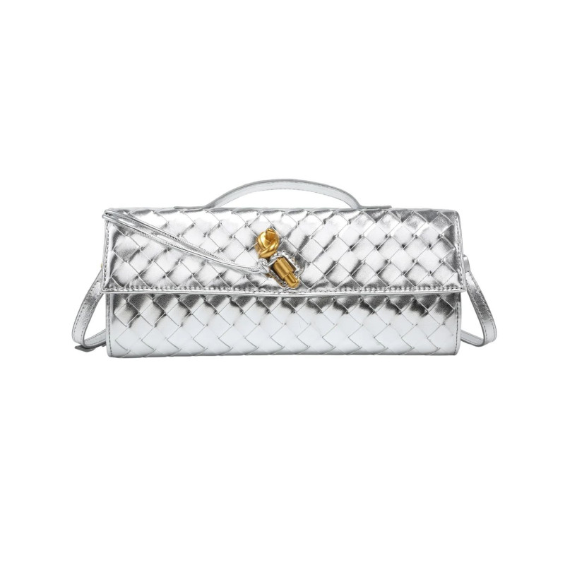 Bolso Baguette Trenzado con Broche de Nudo – Heda Bags